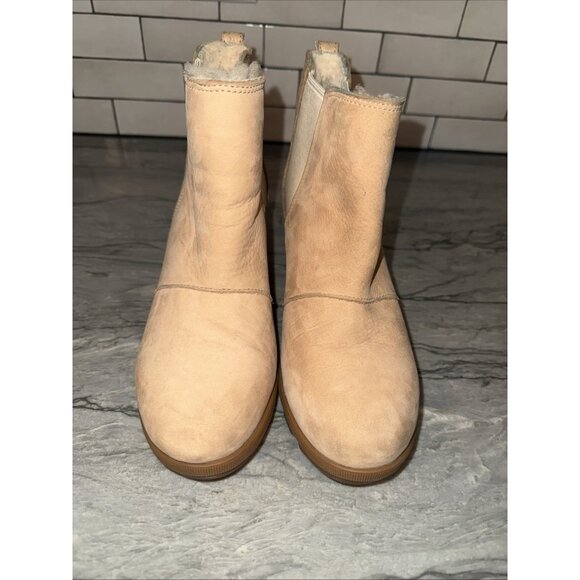 Sorel Joan of the Arctic Chelsea Wedge Heel Lined Boots Booties Beige Womens 7 - Picture 4 of 8